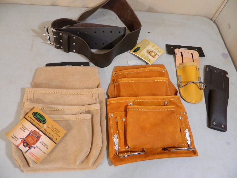 lot 90 image: New Leather Tool Pouches and Belt