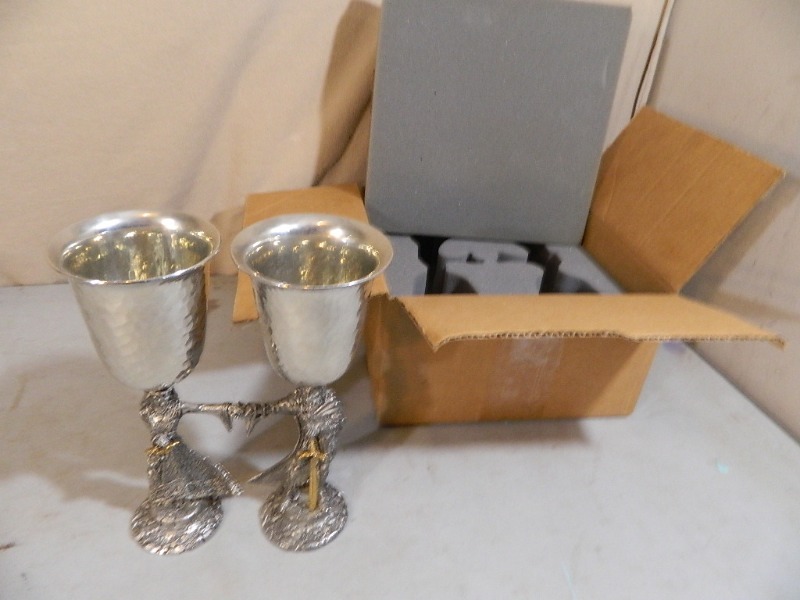 lot 103 image: Pewter Fellowship Foundry Goblets