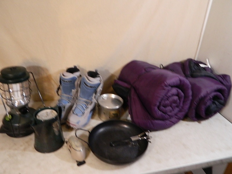 lot 127 image: Camping Items and Snowboarding Boots