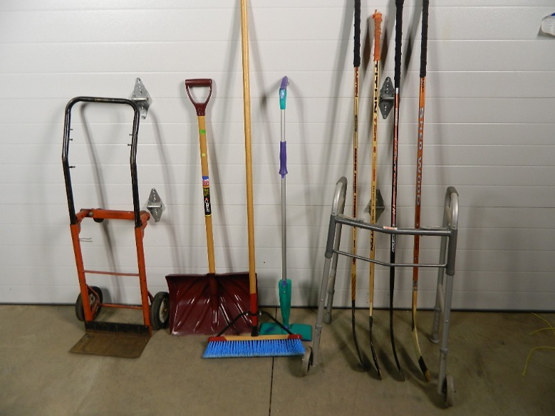 lot 22 image: Cart, Hockey Sticks, Long Handle Tools