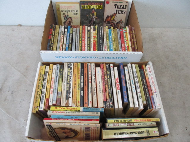 lot 9 image: Large Lot of Vintage Western Paperback Books