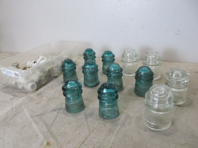 lot 27 image: Lot of Antique Glass & Porcelain Insulators