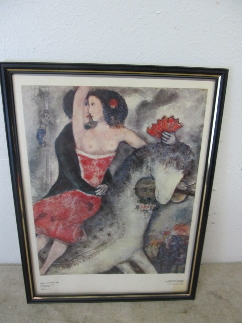 lot 54 image: Vintage Framed Marc Chagall The Equestrian Poster