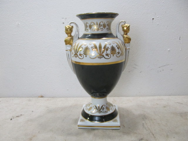 lot 58 image: Ornate Porcelain Vase wFigural Gold Handles