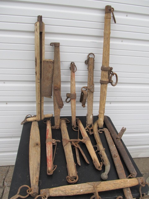 lot 101 image: Large Lot of Antique Primitive Horse Yokes etc