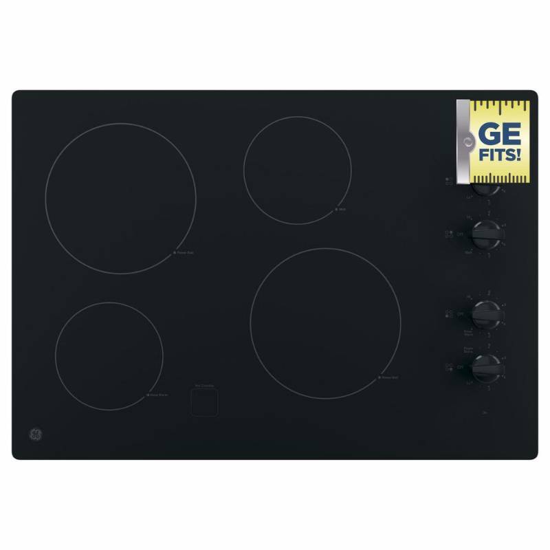 GE 30 in. Radiant Electric Cooktop in Black with 4 Elements including 2 Power Boil Elements