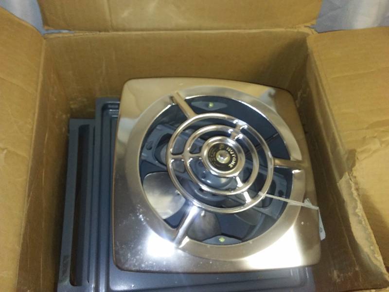 lot 1 image: NuTone Kitchen Fan, Chrome Silver Model 8070, New in Box