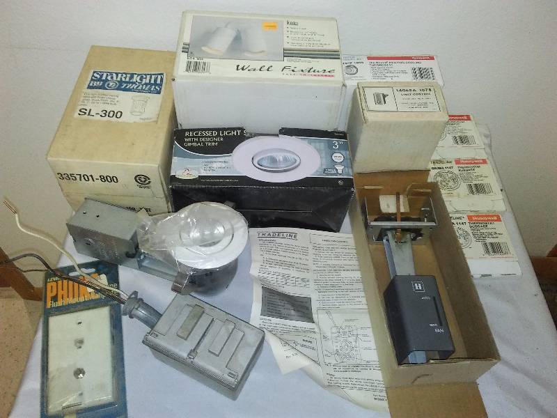 lot 59 image: Light Fixtures (4), Thermostat and more