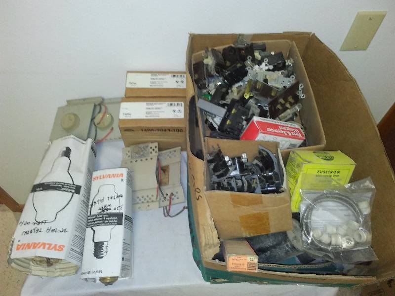 lot 73 image: Misc. Capacitors, Lightbulbs, Electric Baseboard Components