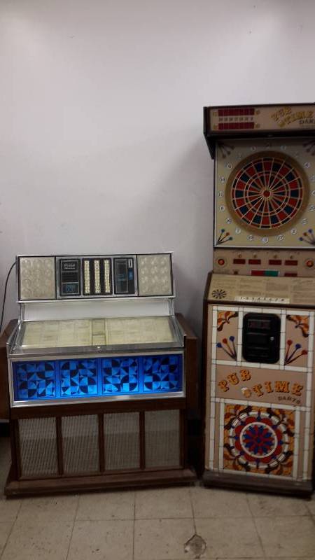 lot 34 image: Rowe AMI  R-74 jukebox and Dart machine