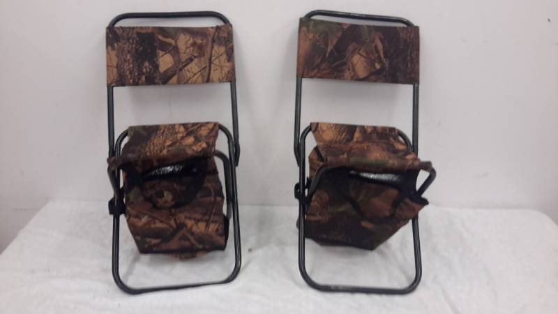 lot 53 image: Pair of collapsible camo chairs