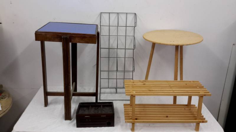 lot 77 image: Furniture and cell phone station, DVD rack