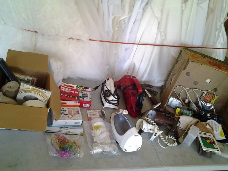 lot 47 image: Large Lot Of Dirt Devil Hand Vac, Clamp-On Lights, Light Bulbs, Hammers, Irons, Window Insulation Kit, Caulk, Sealing , Misc