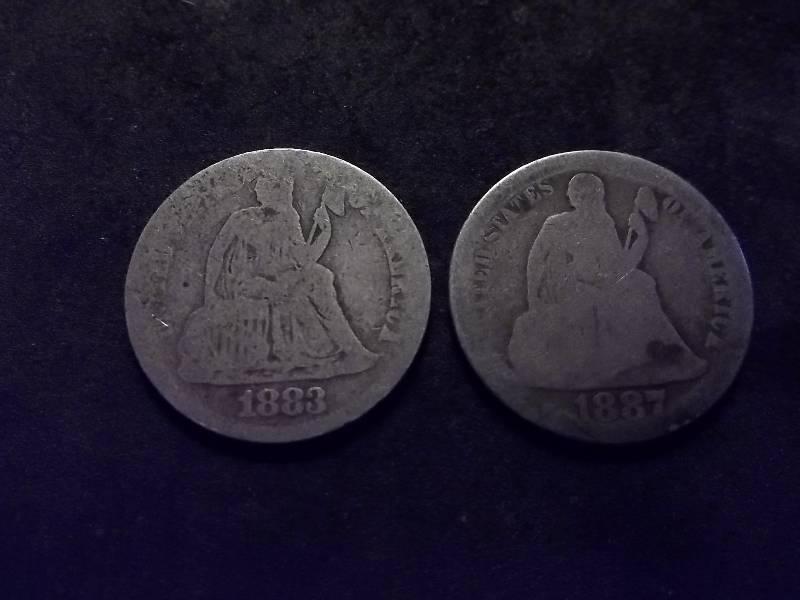 1883, 1887 Seated Liberty Dimes