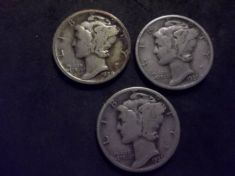 1929, 1930, 1931 Mercury Dimes Better Dates