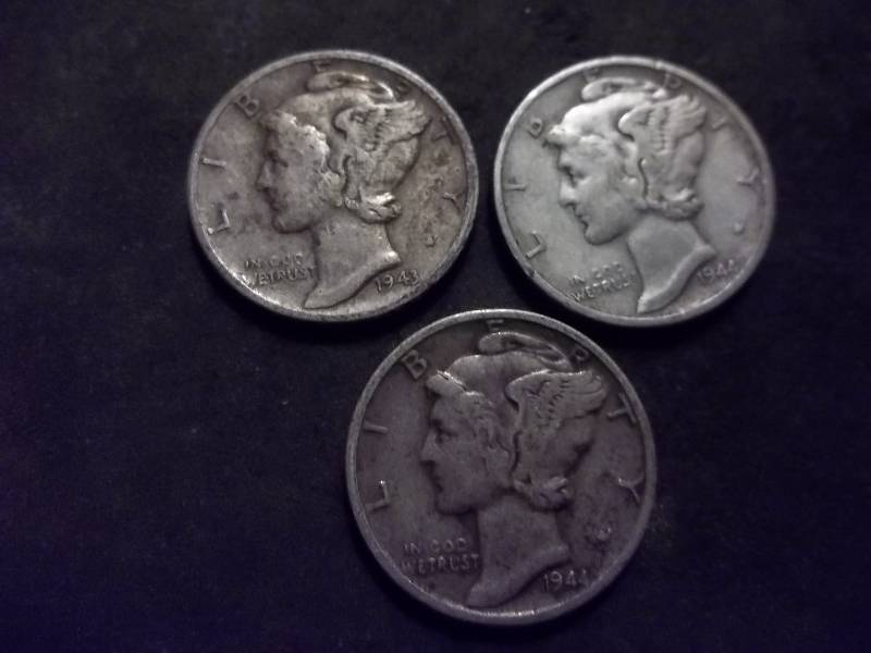 1943, 1944 , 1944 S Mercury Dimes