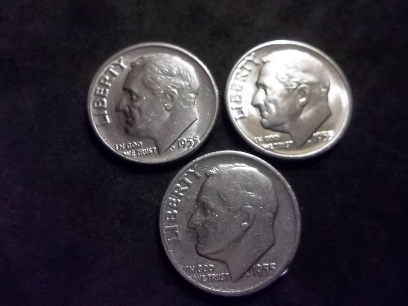1955 , 1955 D, 1955 S Roosevelt Dimes