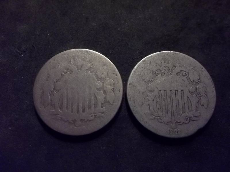 1869, 1873 Shield Nickels