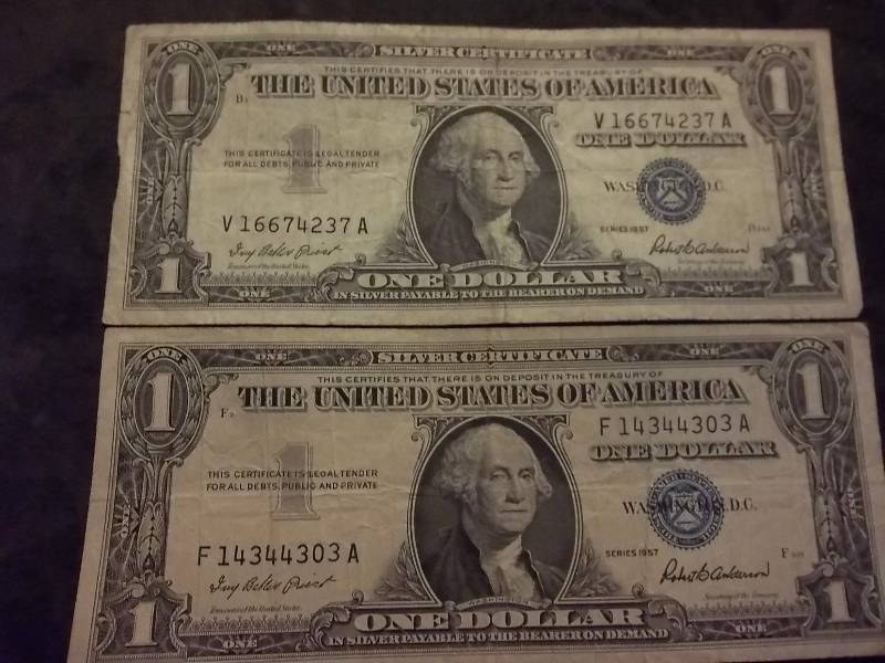 2-US One Dollar Silver Certificates Series 1957