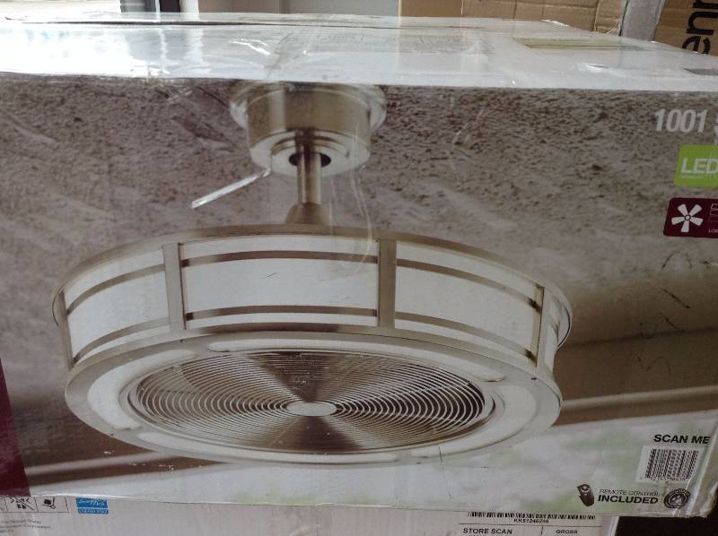 Home Decorators Collection Brette 23 in LED Indoor Outdoor Brushed Nickel Ceiling Fan not used