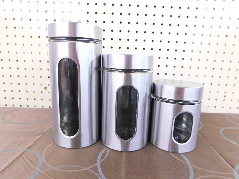 Chefs Mark Metal Window Canisters Set Stainless, MSRP $39.99