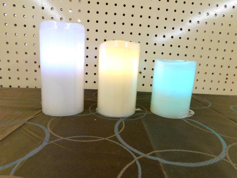 ALCOVE 3pc color changing LED candle lights, MSRP $39.99