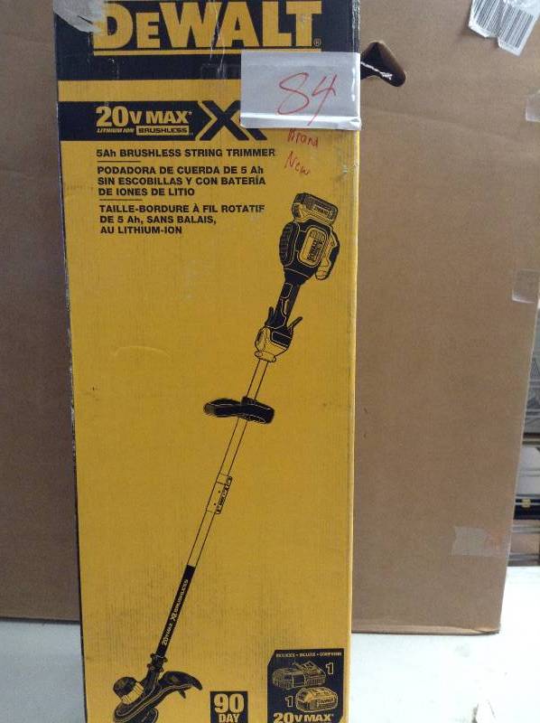 Dewalt 20V Brushless String Trimmer 5ah batery and charger included open box never used