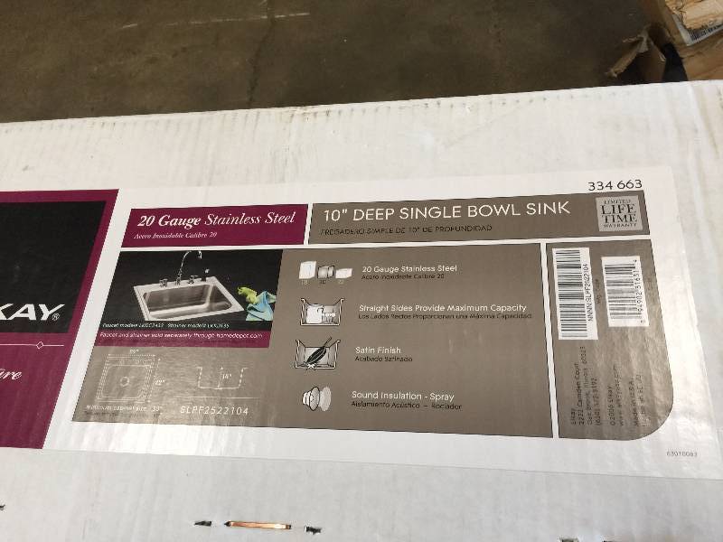 Elkay SLPF2522104 Signature Top Mount 4 Hole 1 Bowl Kitchen Sink