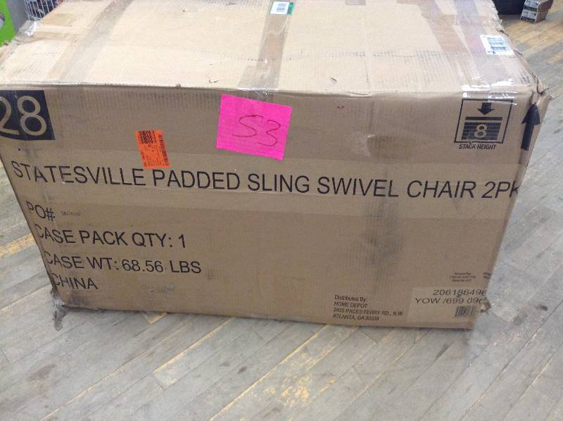 Hampton Bay Statesville pasdded Sling Swivel Chair Pack of 2 New