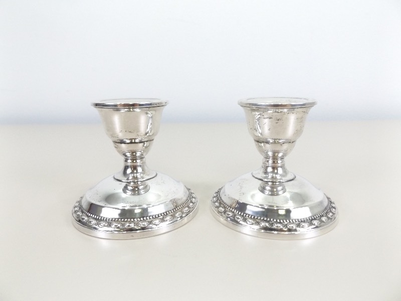 2 Vintage La Pierre .925 Sterling Weighted Re-Inforced Candle Holders