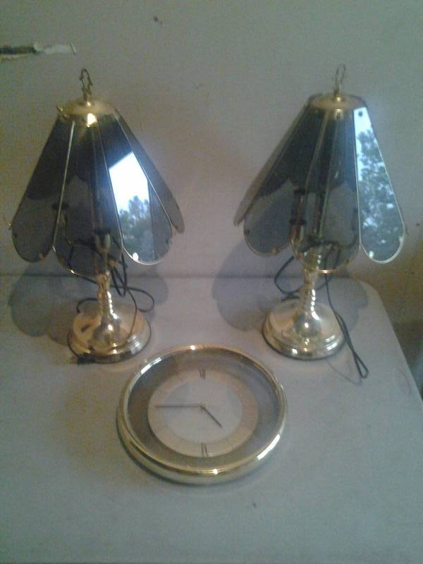 Pair Of Touch Lamps & 1-Clock