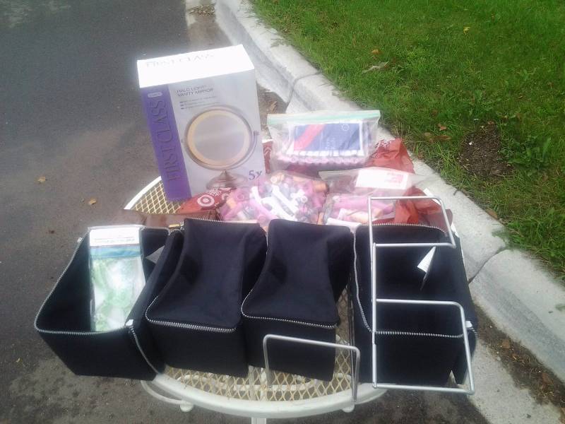 Make-Up Mirror, Perm Rods, IKEA Hejna Storage Cases