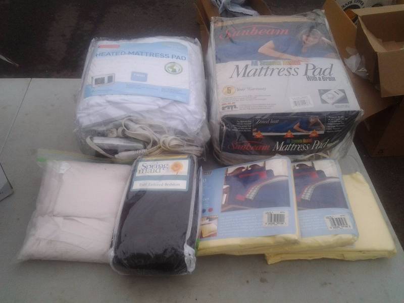 2-Heated Mattress Pads (Twin & Queen), 3-Twin Sheets, Full Bed Shirt, Curtain Panels