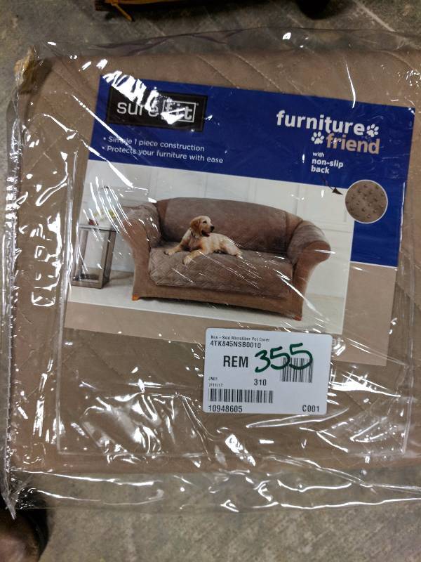 lot 355 image: Sure Fit Microfiber Nonskid Pet Loveseat Cover Sable