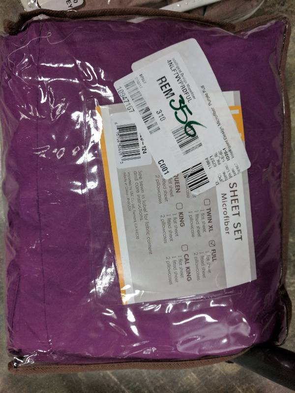 lot 356 image: Intelligent Design Microfiber Sheet Set Full - Purple