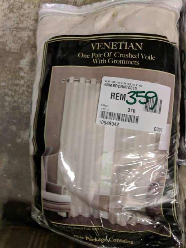 lot 359 image: United Venetian 100 x 84 Grommet Window Panel Pair Natural