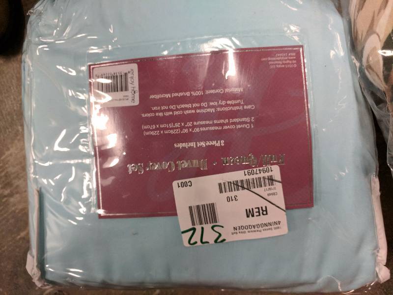 lot 372 image: ienjoy Home 1800 Series Premium Ultra Soft 3-Pc. Duvet Cover Set Aqua - FullQueen
