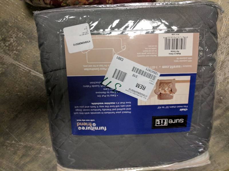 lot 377 image: Sure Fit Microfiber Nonskid Pet Chair Cover Gray