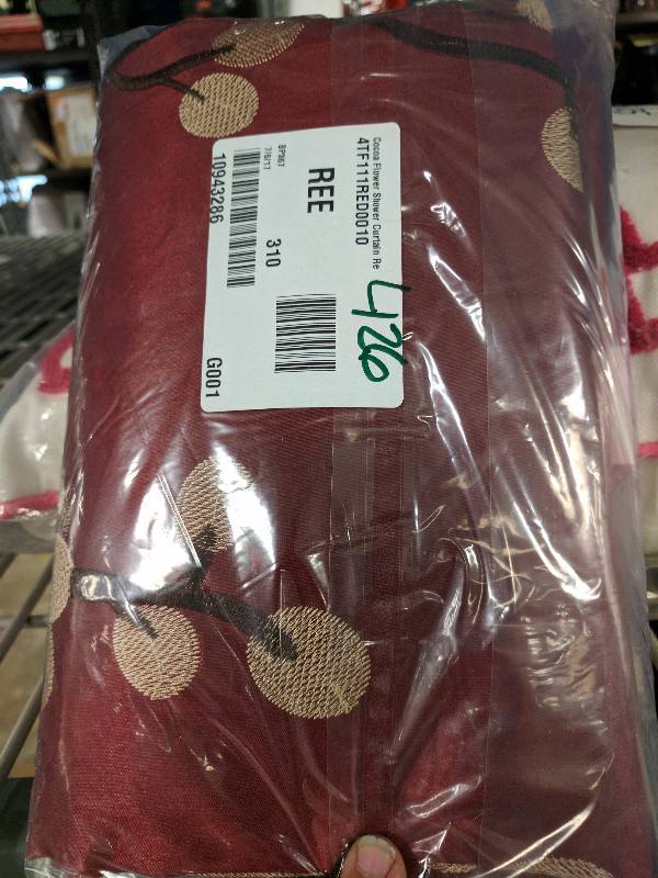 lot 426 image: Lush Decor Cocoa Flower Shower Curtain Red