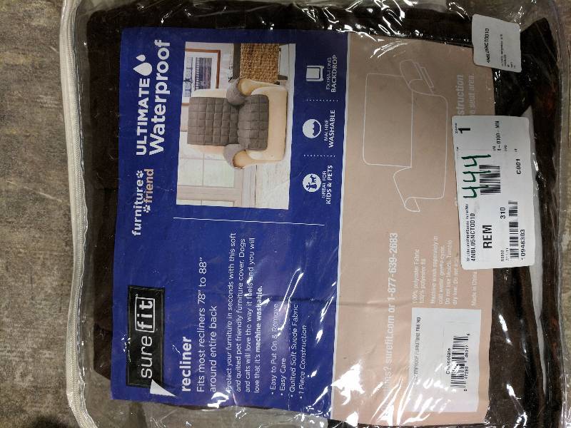 lot 444 image: Sure Fit Ultimate Waterproof Suede Recliner Cover Chocolate