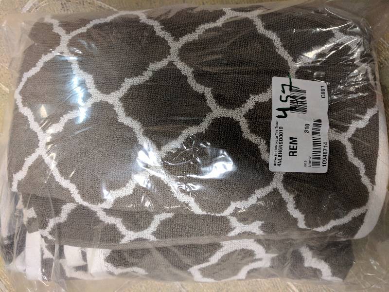 lot 457 image: alcove 6-Pc. Moroccan Tile Towel Set Stone