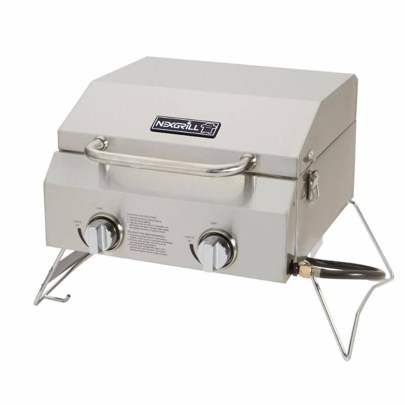 Nexgrill 2-Burner Portable Propane Gas Table Top Grill in Stainless Steel