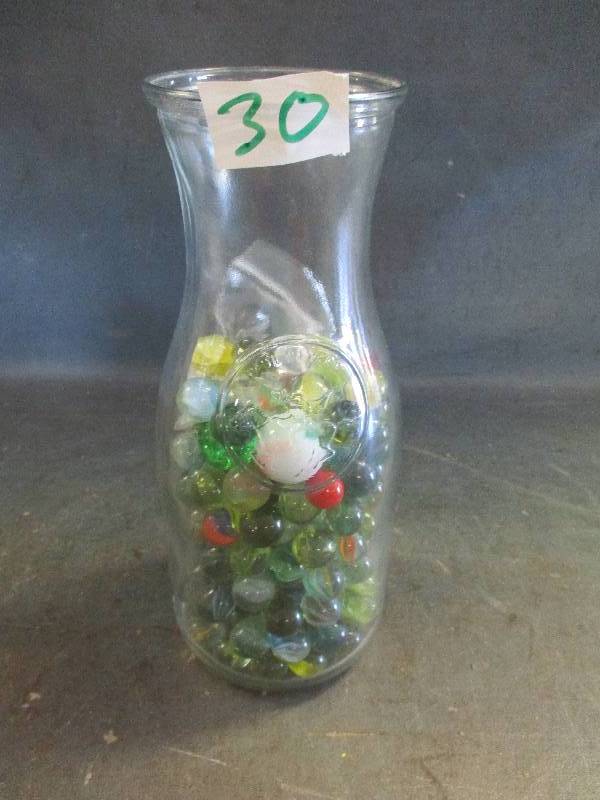 Glass Carafe with Marbles