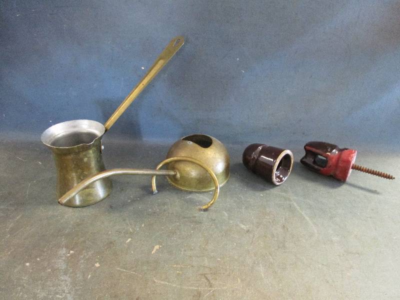 Vintage Insulators and Brass containers