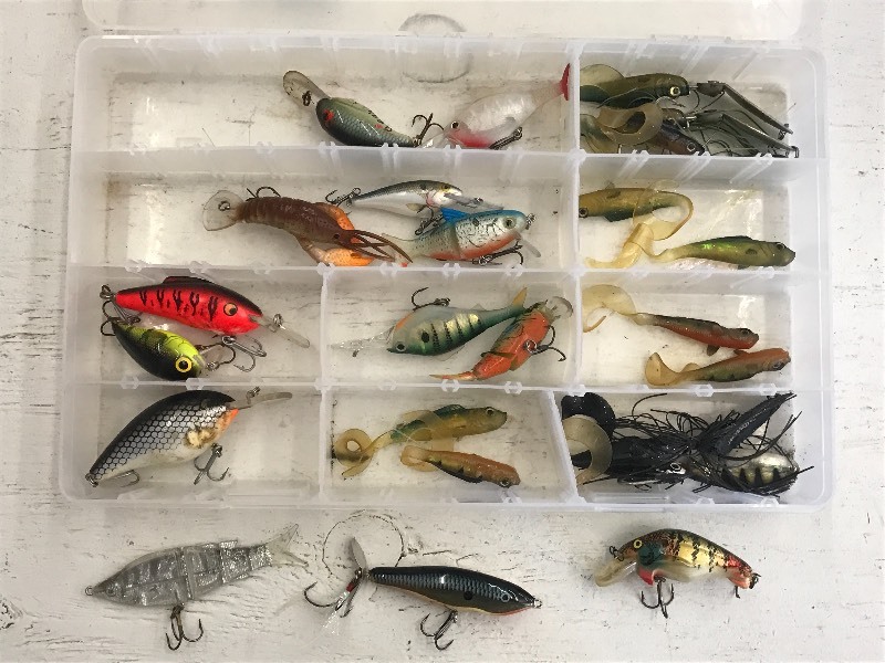 Plastic Tote Of Assorted Lures