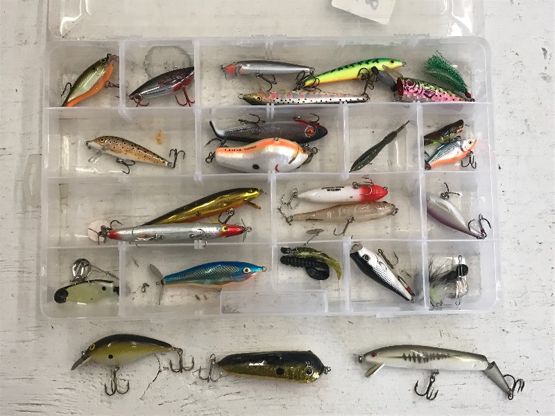 Plastic Tote Of Assorted Lures