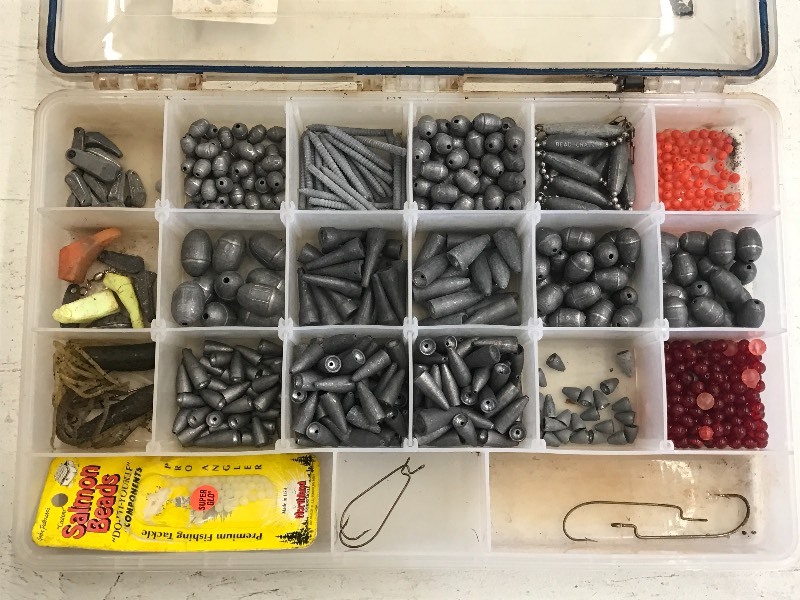 Plastic Tote Of Assorted Tackle Supplies