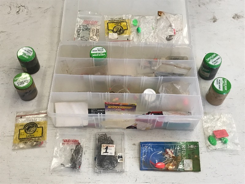Plastic Tote Of Assorted Tackle Supplies