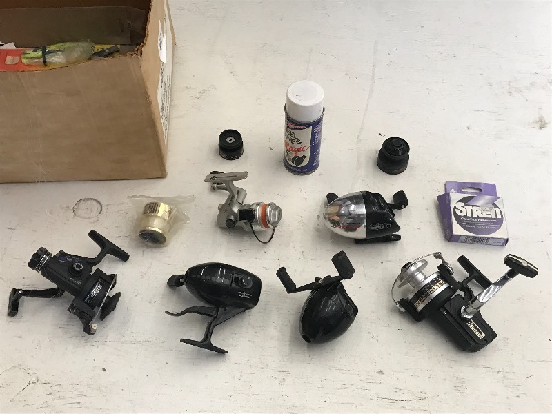 Box Of Fishing Reels & Etc