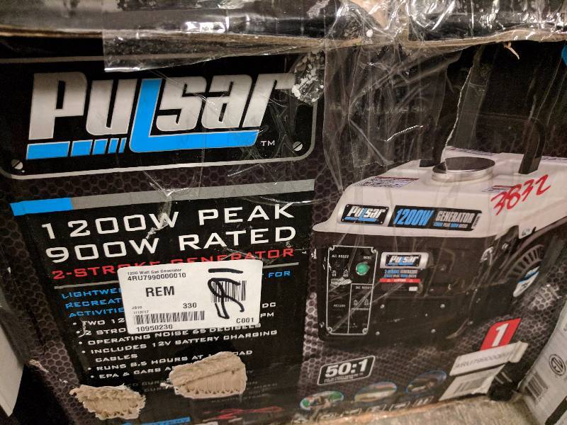 lot 591 image: Pulsar 1200 Peak850 Running Watts Portable Gas Generator